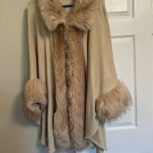coat with synthetic fox fur